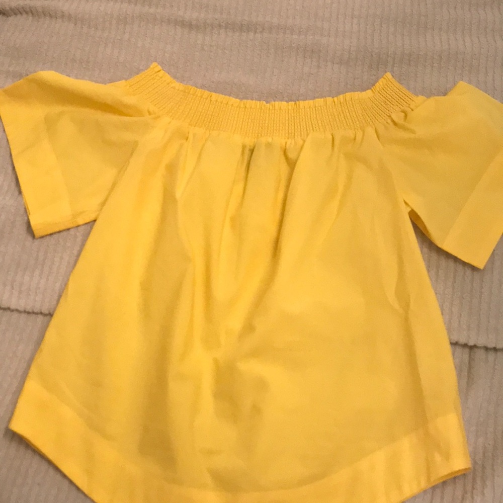 Yellow off the shoulder J. Crew top